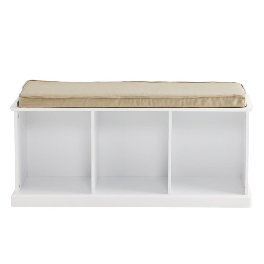 Furniture Great Little Trading Co. Chairs & Benches | Abbeville Storage Bench Set, White With Natural Cushion Bright White