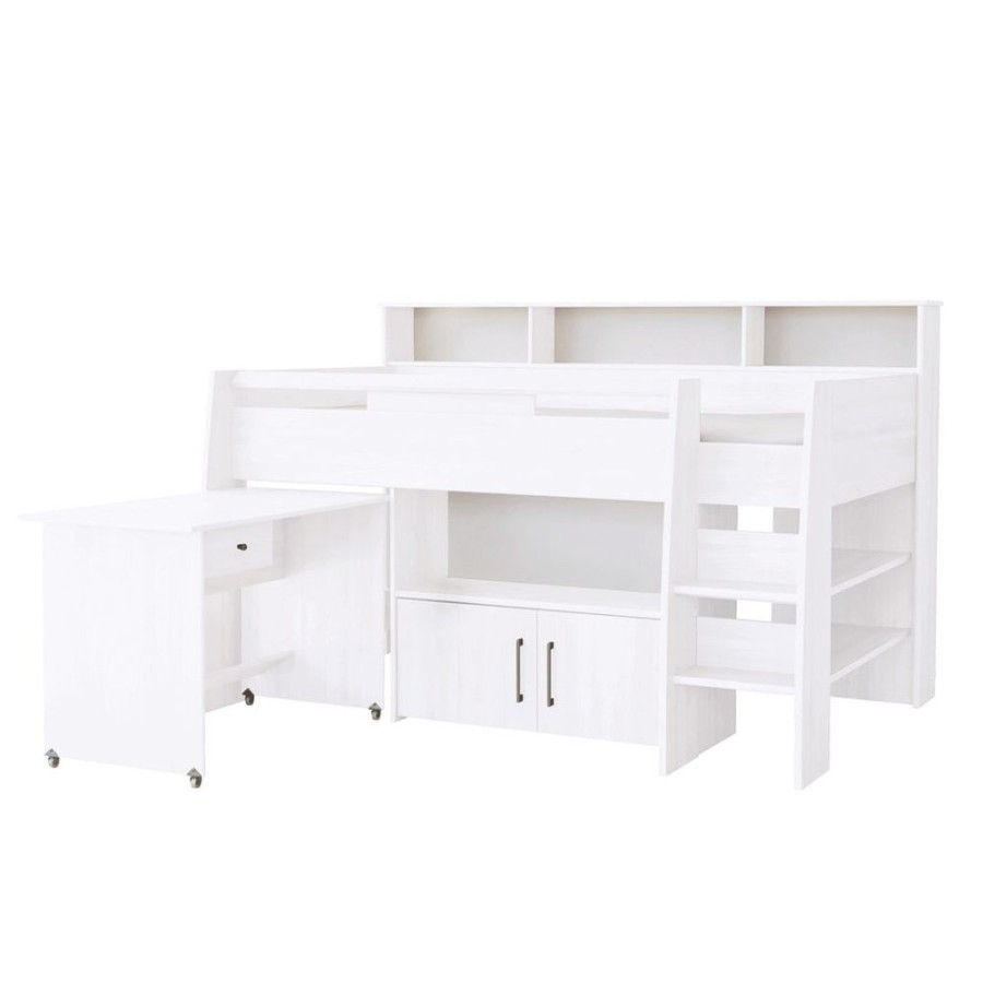 Beds & Mattresses PARISOT Cabin Beds & Mid Sleepers | Reece Cabin Bed With Desk & Storage Bright White