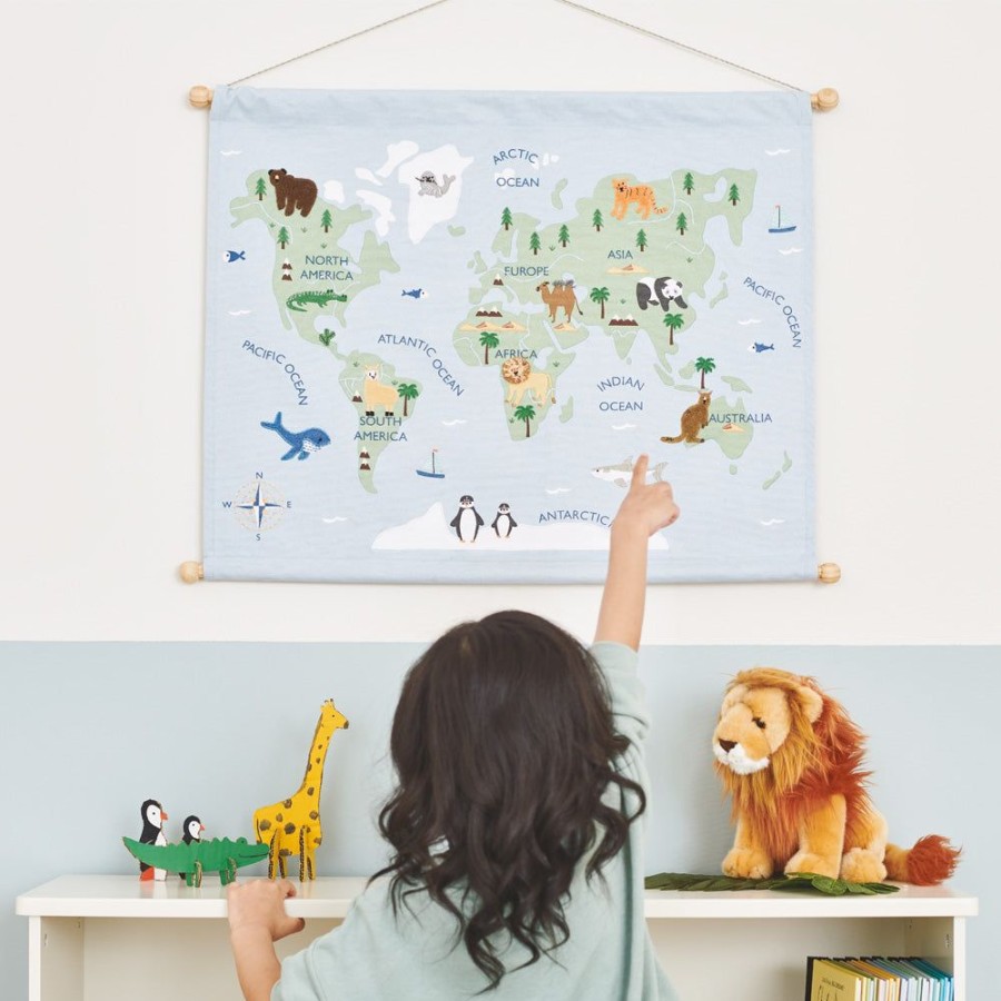 Accessories Great Little Trading Co. Animal Accessories | Wall Hanging, Around The World Blue