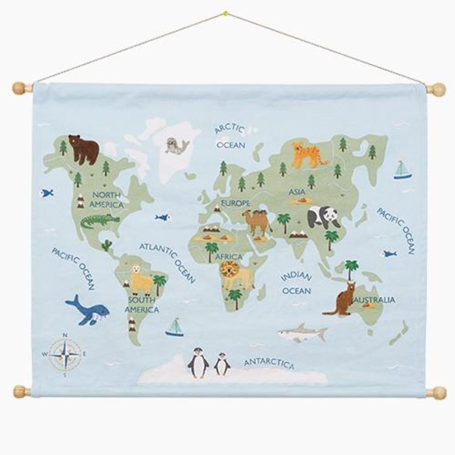 Accessories Great Little Trading Co. Animal Accessories | Wall Hanging, Around The World Blue