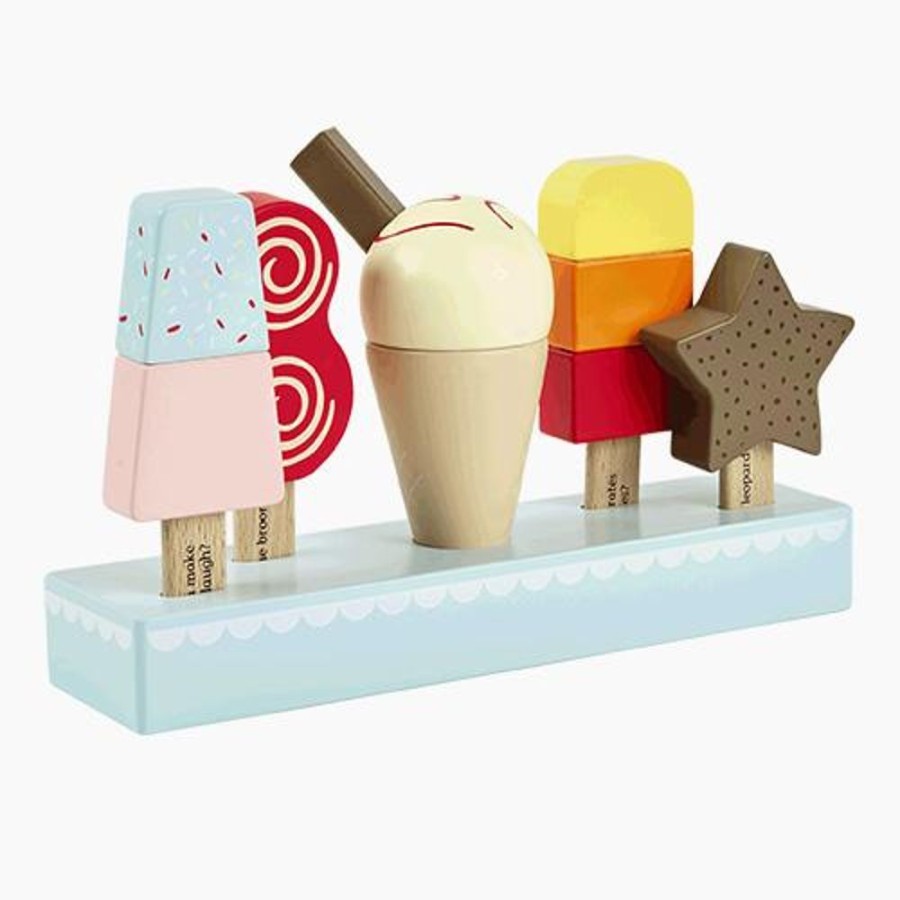 Toys Great Little Trading Co. Play Food | Wooden Lollies & Ice Cream Set (Set Of 5)