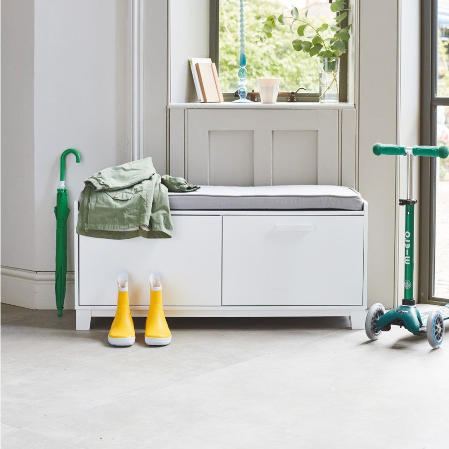 Storage Great Little Trading Co. Storage Benches | Blake Storage Bench Set, White With Grey Cushion Bright White