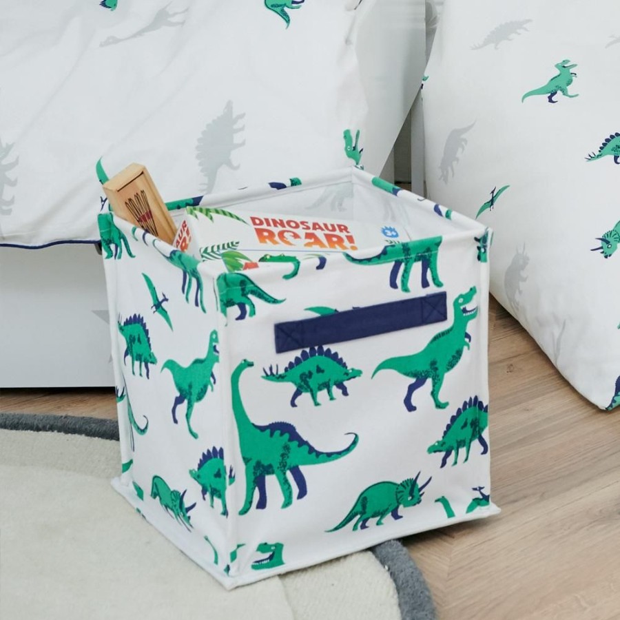 Storage Great Little Trading Co. Storage Baskets & Cubes | Canvas Storage Cube, Dinosaur Green