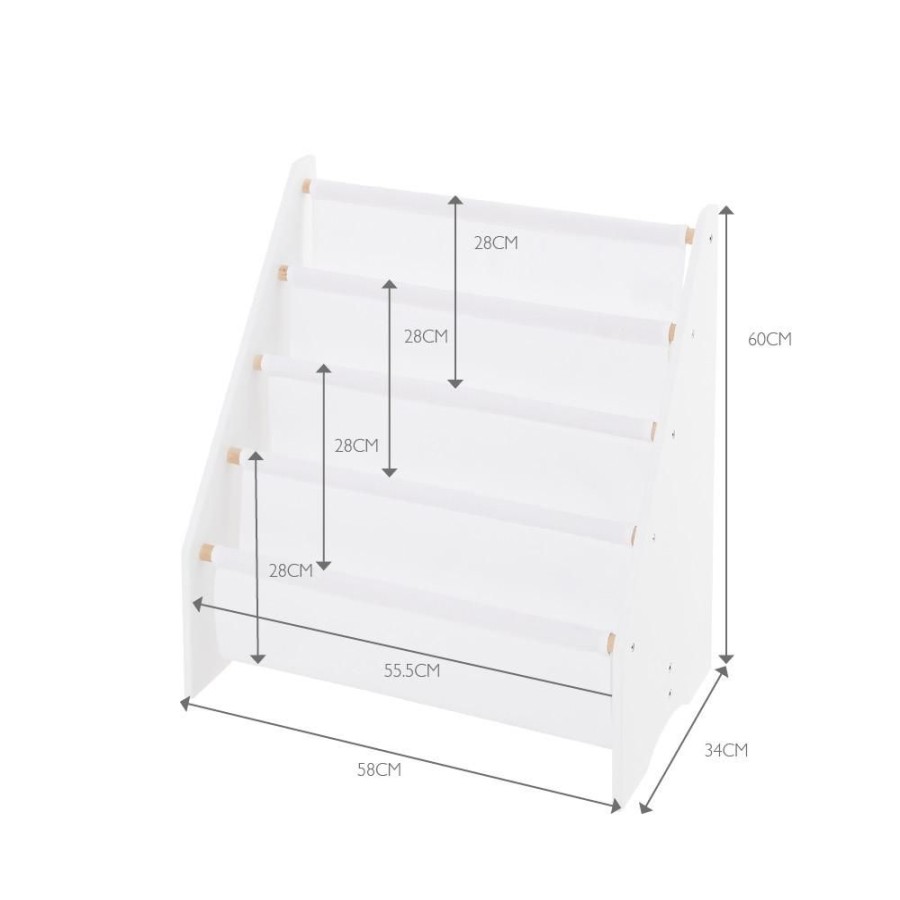 Storage Great Little Trading Co. Bedroom Storage | Fabric Sling Bookcase, White