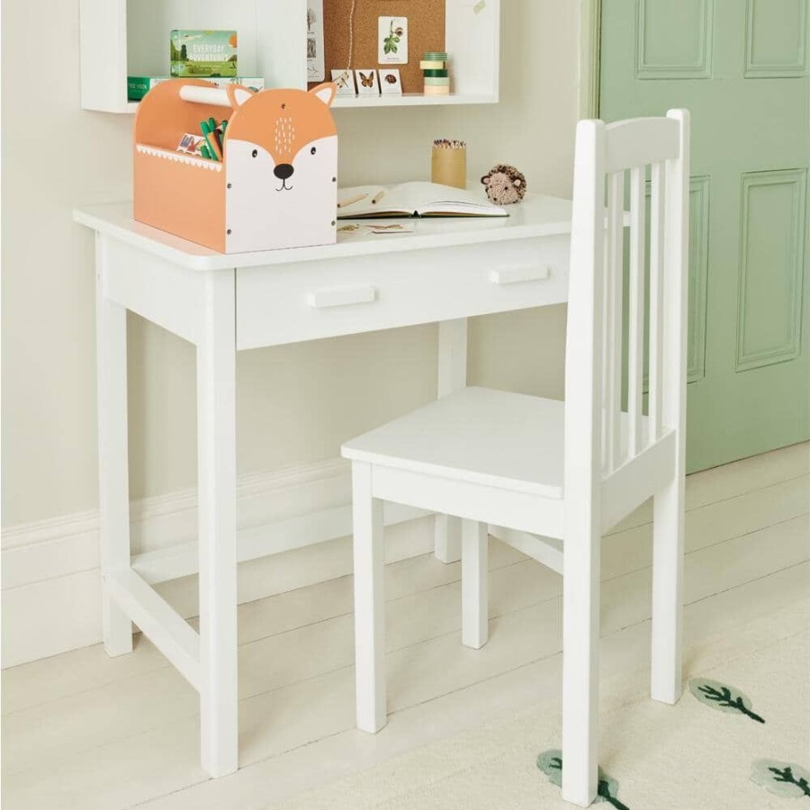 Furniture Great Little Trading Co. Desks & Accessories | Apollo Wooden Desk With Drawers, White Bright White