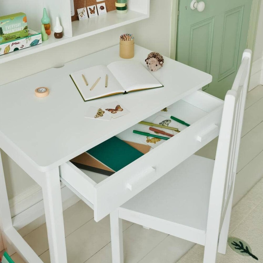 Furniture Great Little Trading Co. Desks & Accessories | Apollo Wooden Desk With Drawers, White Bright White