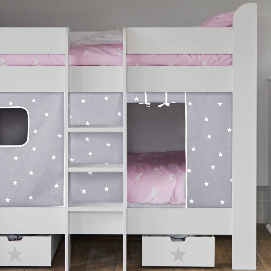 Beds & Mattresses Great Little Trading Co. Bunk Beds | Paddington Bunk Bed, Grey Stardust Curtains