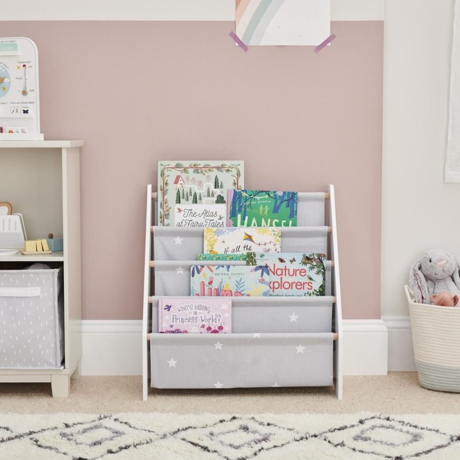 Beds & Mattresses Great Little Trading Co. Nursery Furniture | Fabric Sling Bookcase, Stardust Grey