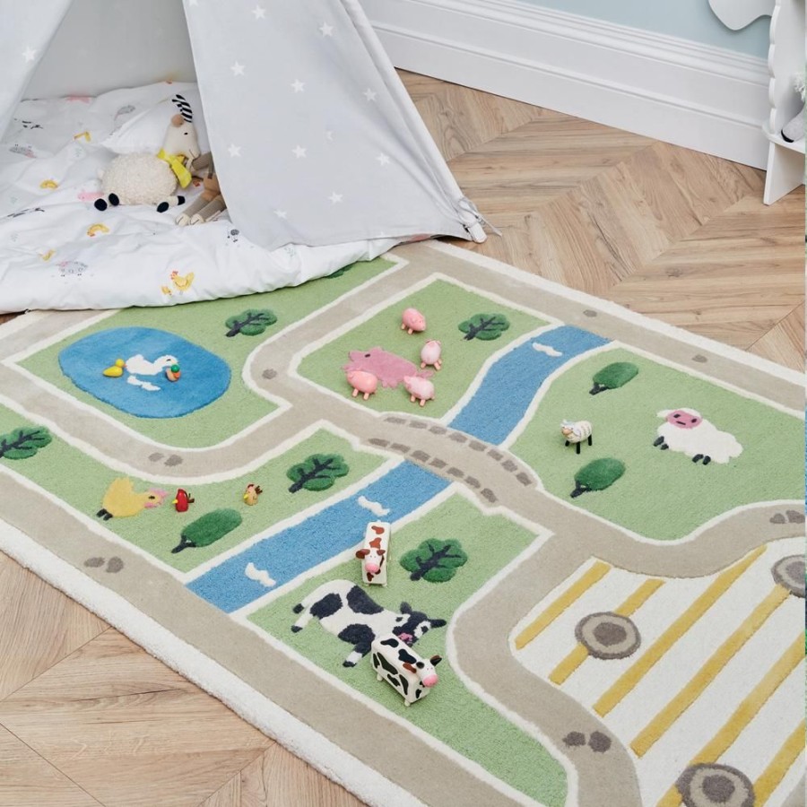 Accessories Great Little Trading Co. Nursery Accessories | Day At The Farm Rug, 180 X 120 (Cm) Multi