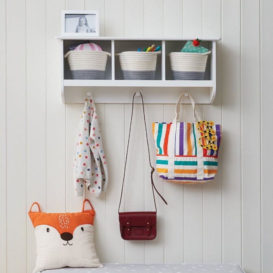 Storage Great Little Trading Co. Wall Shelves & Hooks | Floating Pigeonhole Wall Shelf With Hooks In White