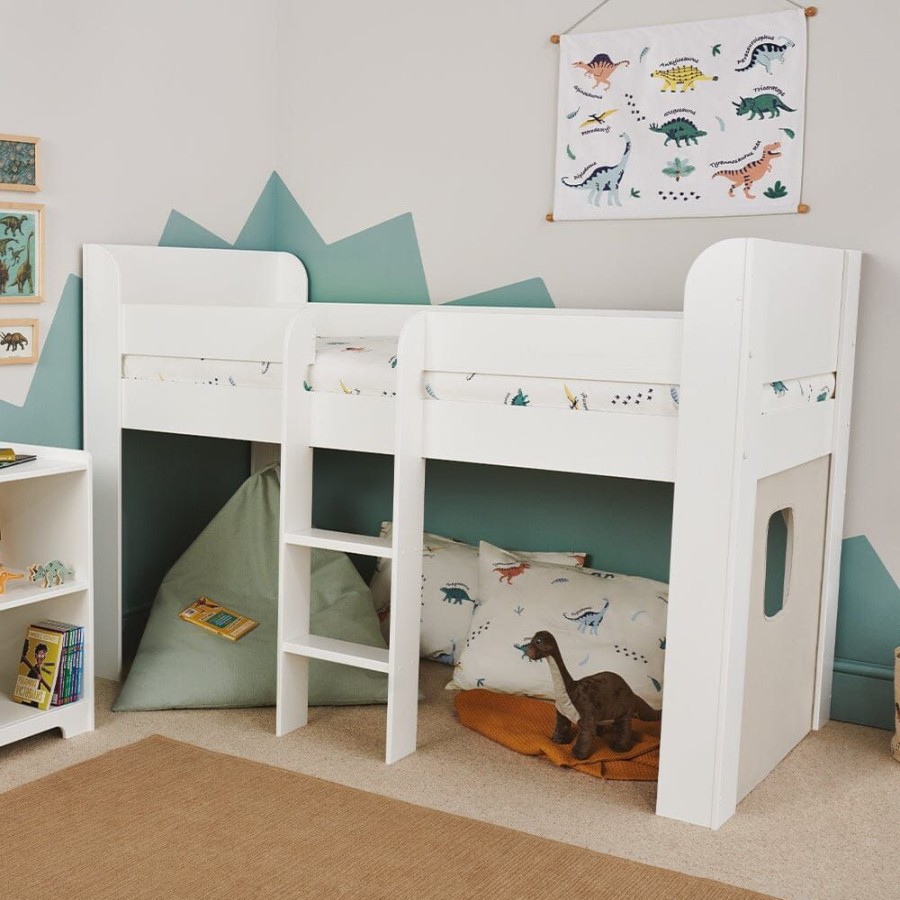 Beds & Mattresses Great Little Trading Co. Cabin Beds & Mid Sleepers | Paddington Mid Sleeper Bed With Play & Storage Space Bright White