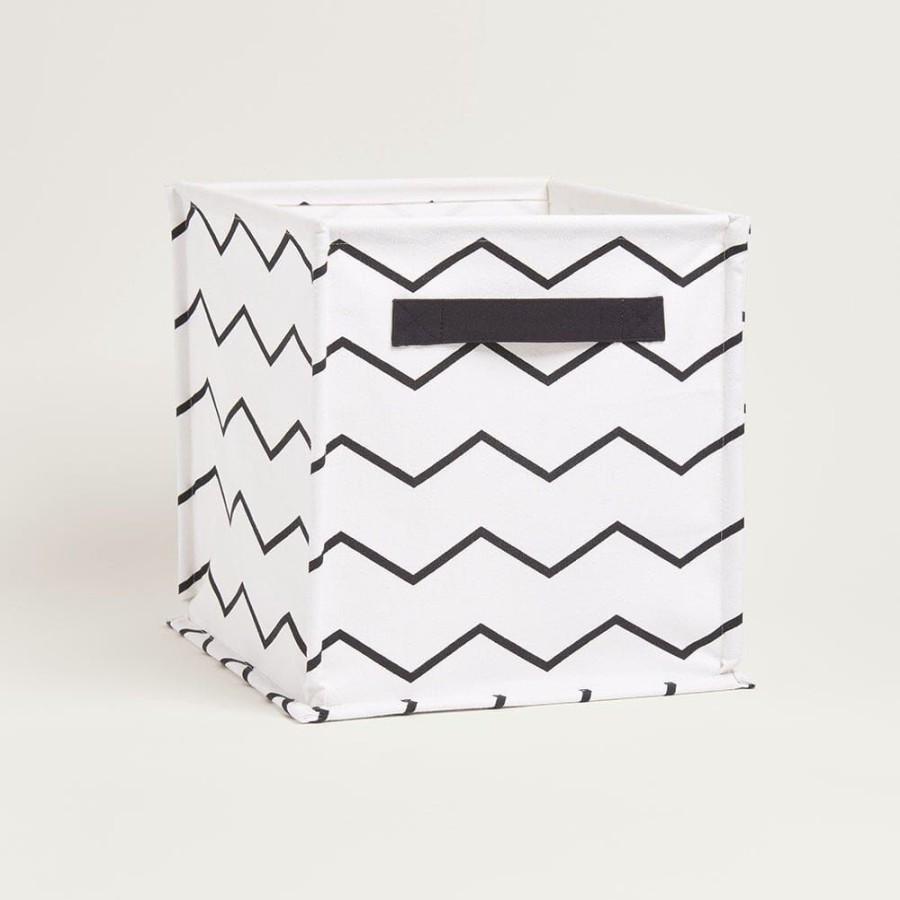 Storage Great Little Trading Co. Storage Baskets & Cubes | Canvas Storage Cube, Zigzag Black & White