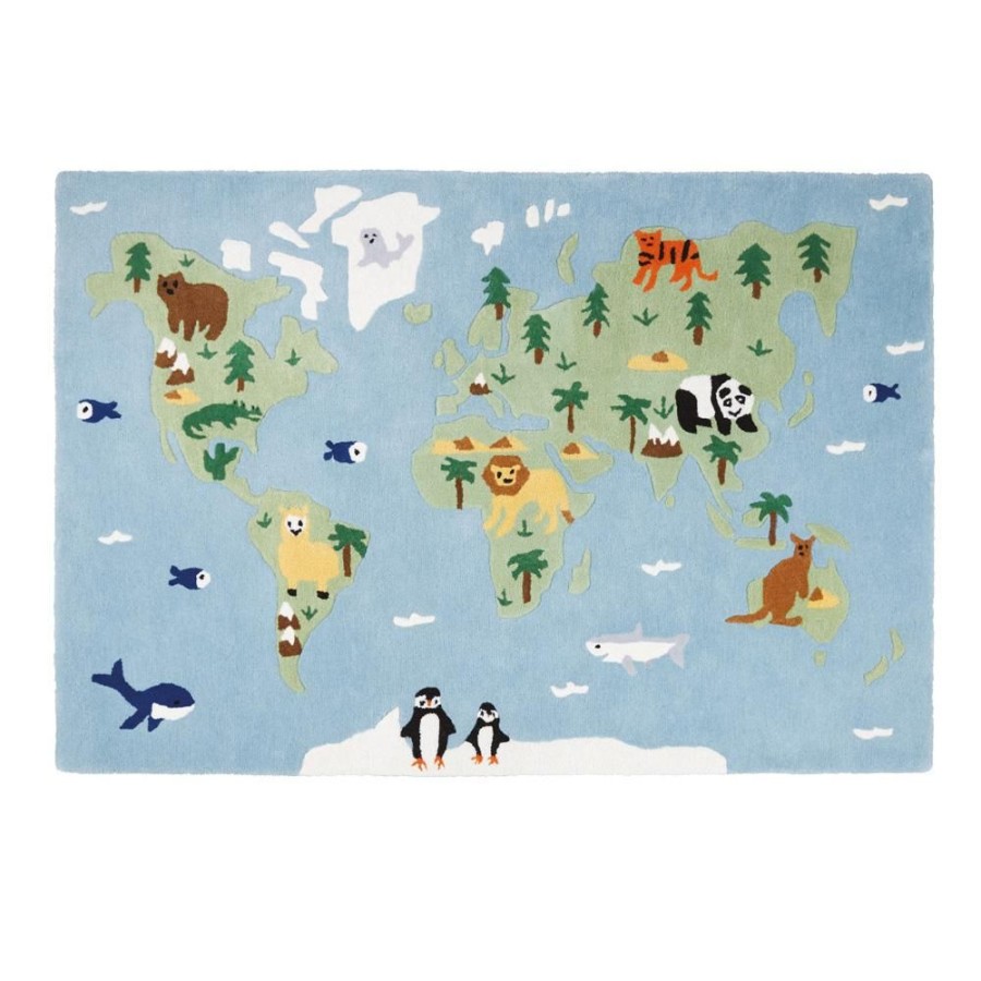 Nursery Great Little Trading Co. Gifting | Around The World Rug, 180 X 120 (Cm) Blue