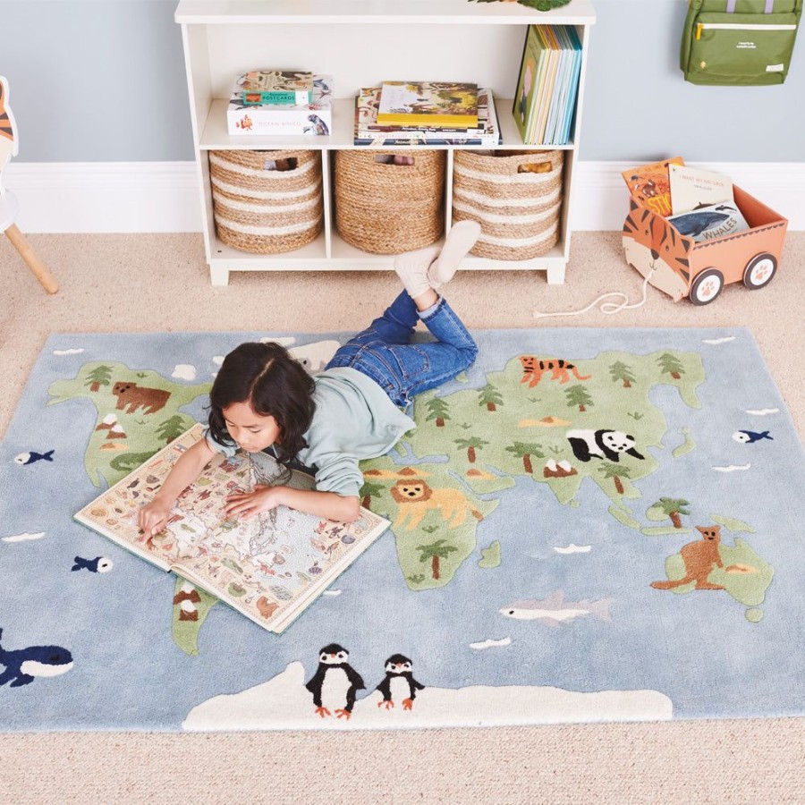 Nursery Great Little Trading Co. Gifting | Around The World Rug, 180 X 120 (Cm) Blue