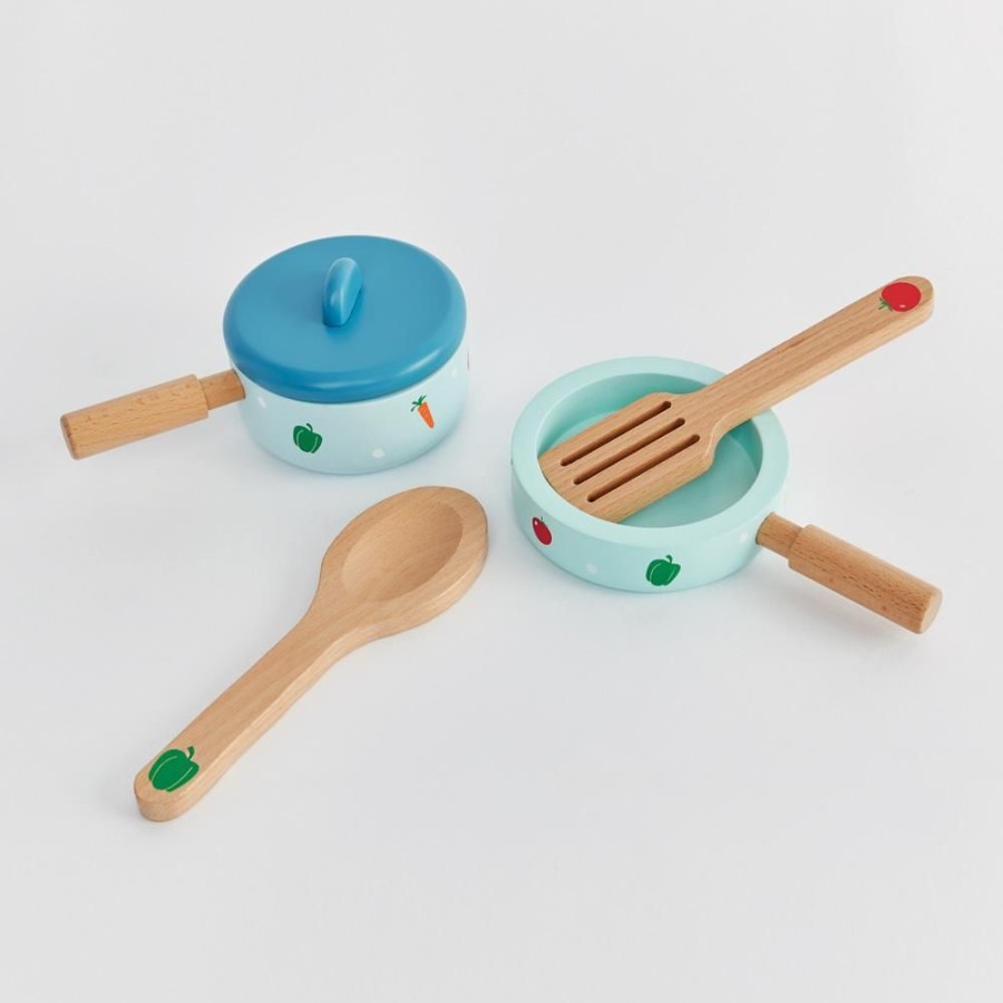 Toys Great Little Trading Co. Play Kitchen Range | Wooden Pots & Pans Multi