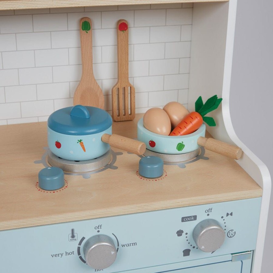 Toys Great Little Trading Co. Play Kitchen Range | Wooden Pots & Pans Multi