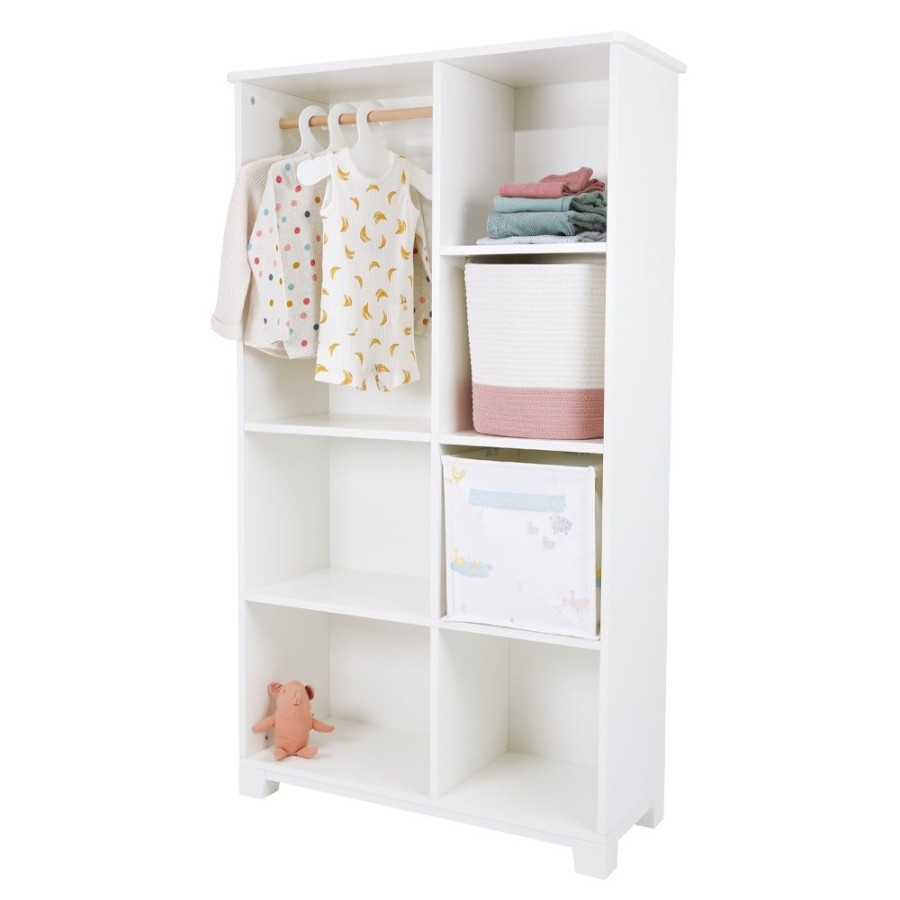 Beds & Mattresses Great Little Trading Co. Nursery Furniture | Open Wardrobe & Storage Unit White