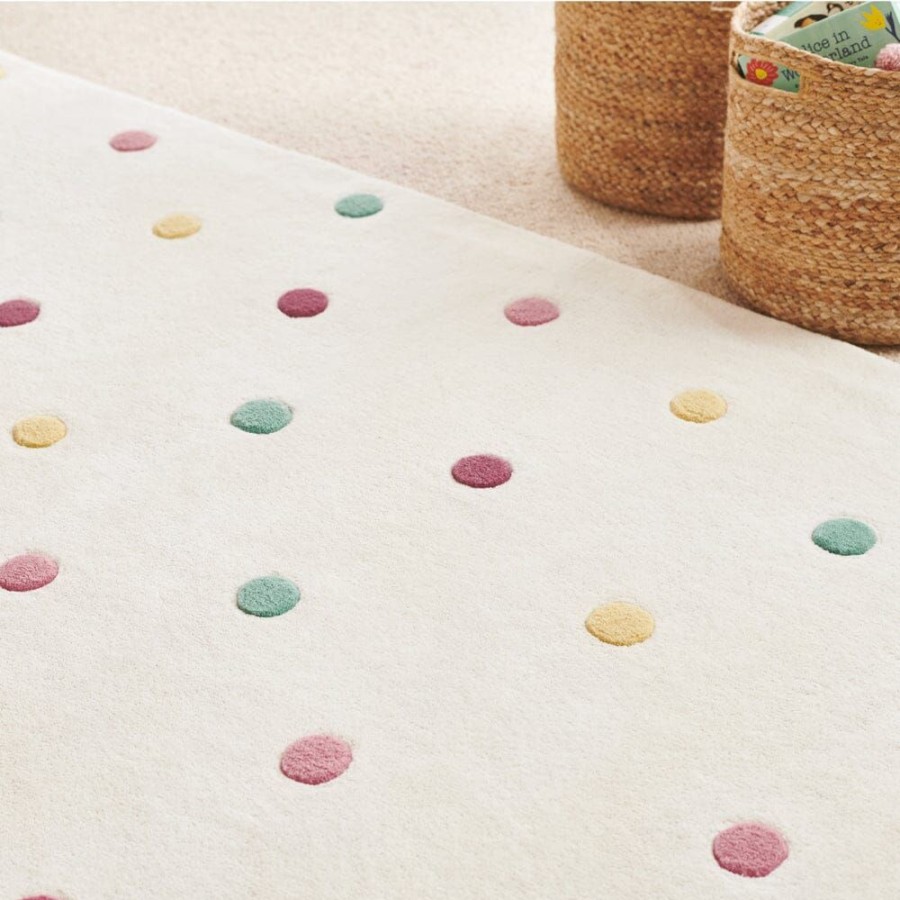 Accessories Great Little Trading Co. Rugs | Pastel Spot Rug, 180 X 120 (Cm) Cream