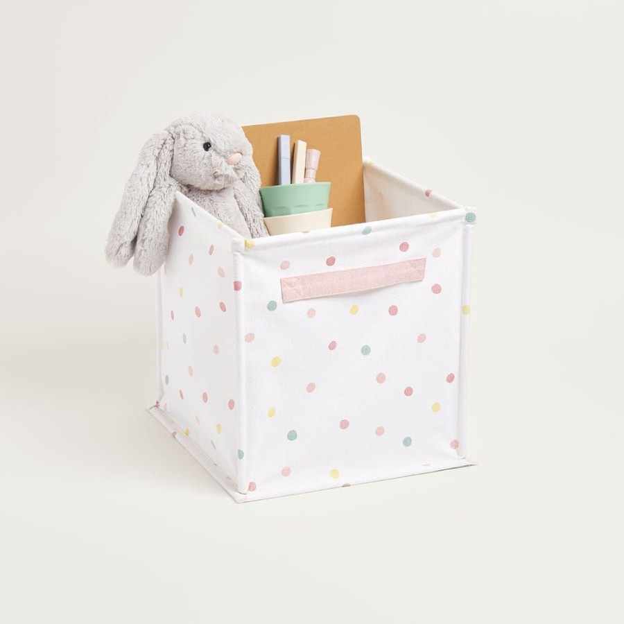 Storage Great Little Trading Co. Storage Baskets & Cubes | Canvas Storage Cube, Pastel Spot White