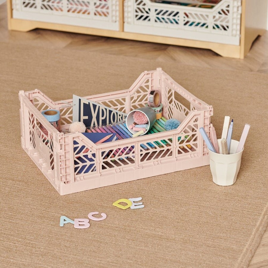 Nursery Great Little Trading Co. Nursery Storage | Aykasa Midi Folding Crate, Milk Tea Pink