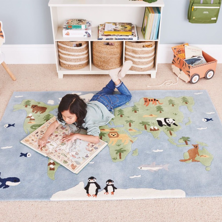 Accessories Great Little Trading Co. Rugs | Around The World Rug, 180 X 120 (Cm) Blue