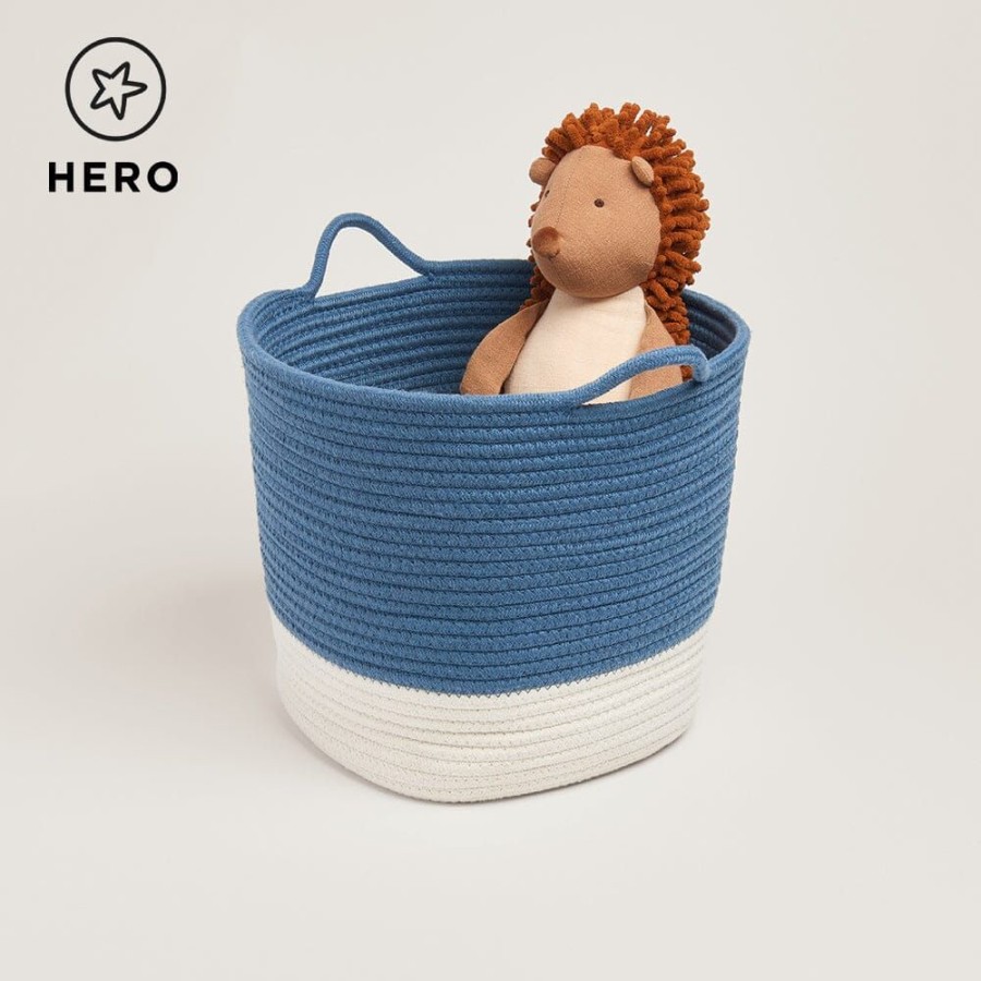 Accessories Great Little Trading Co. Nursery Accessories | Rope Storage Basket, Ivory & Galaxy Blue Ivory & Blue