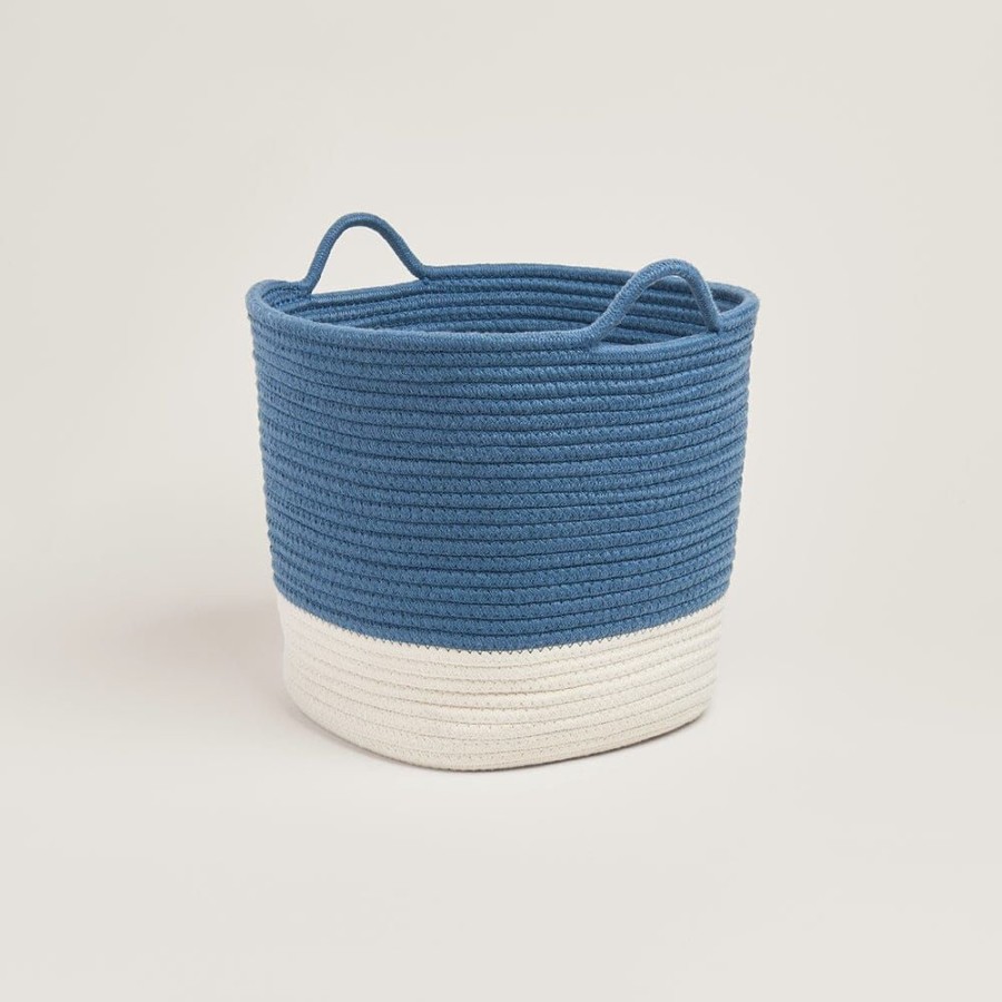 Accessories Great Little Trading Co. Nursery Accessories | Rope Storage Basket, Ivory & Galaxy Blue Ivory & Blue