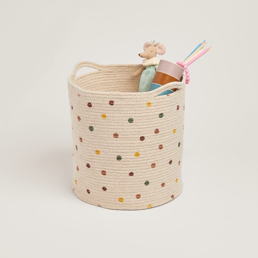 Storage Great Little Trading Co. Storage Baskets & Cubes | Woven Storage Basket, Pastel Spot Ivory