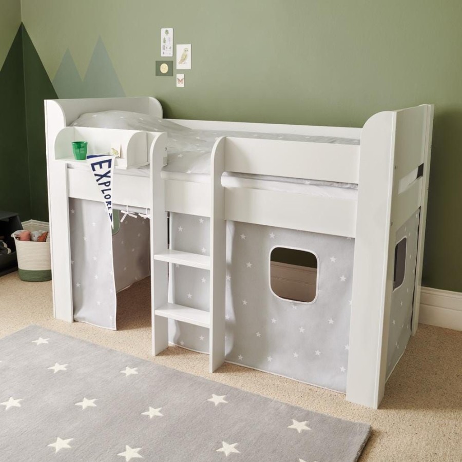 Beds & Mattresses Great Little Trading Co. Cabin Beds & Mid Sleepers | Paddington Mid Sleeper, Grey Stardust Curtains