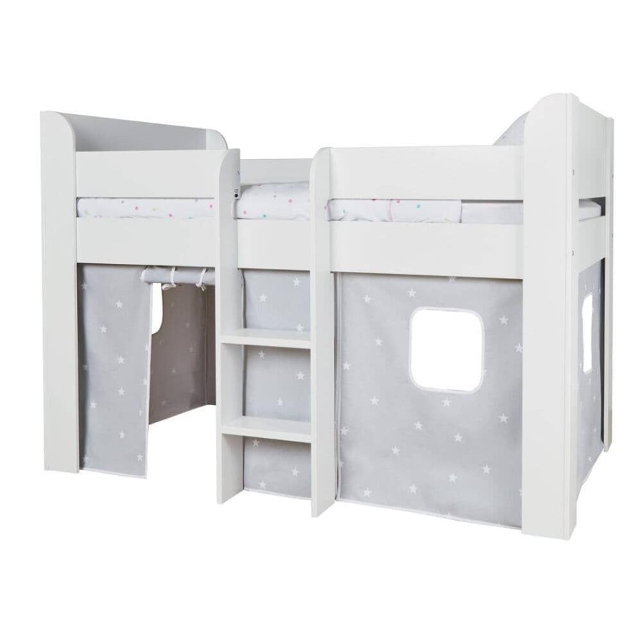 Beds & Mattresses Great Little Trading Co. Cabin Beds & Mid Sleepers | Paddington Mid Sleeper, Grey Stardust Curtains