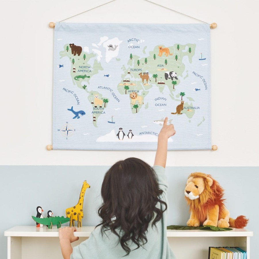 Accessories Great Little Trading Co. Height Charts & Wall Art | Wall Hanging, Around The World Blue