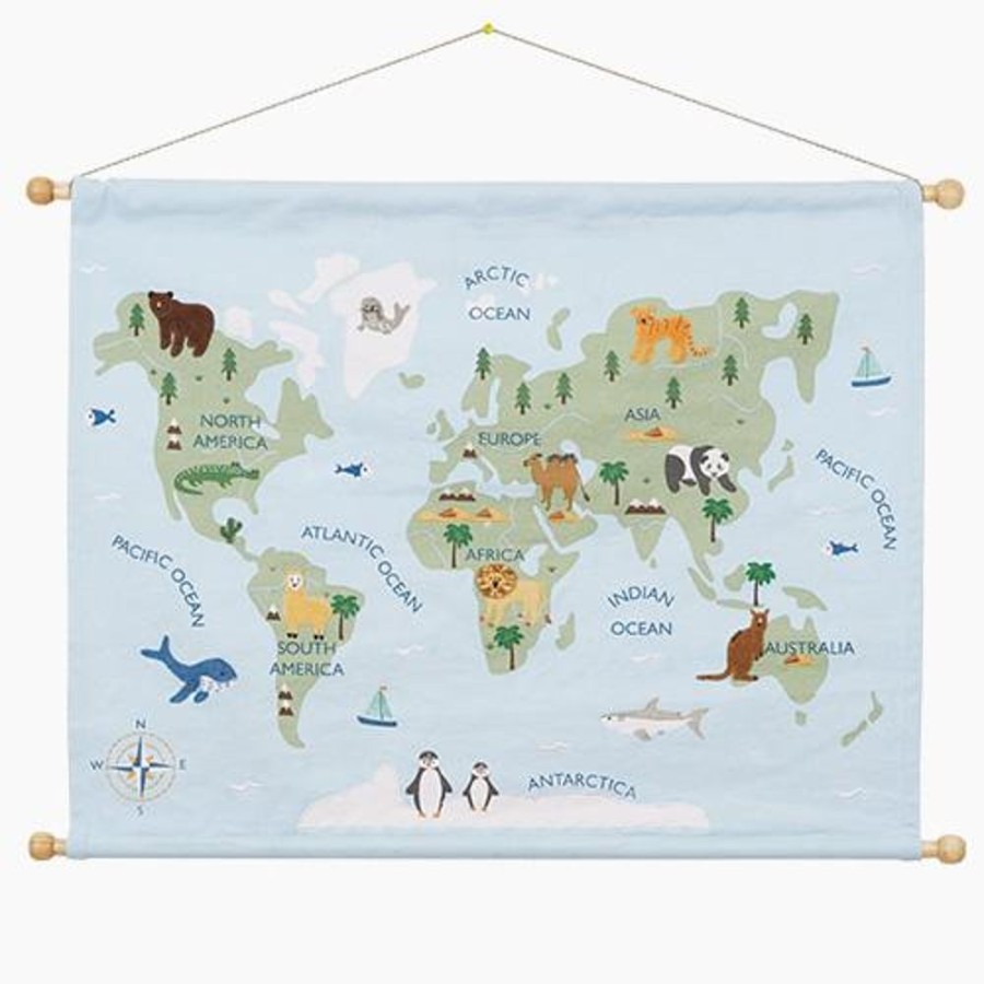 Accessories Great Little Trading Co. Height Charts & Wall Art | Wall Hanging, Around The World Blue