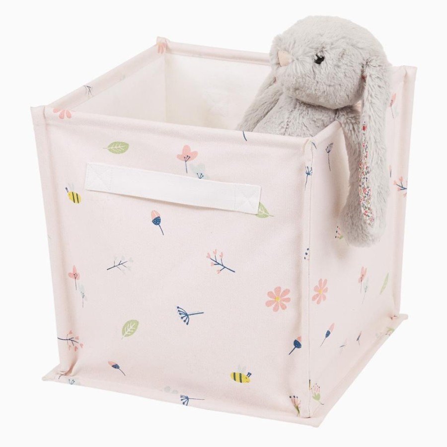 Storage Great Little Trading Co. Storage Baskets & Cubes | Canvas Storage Cube, Buzzy Blooms Pale Pink