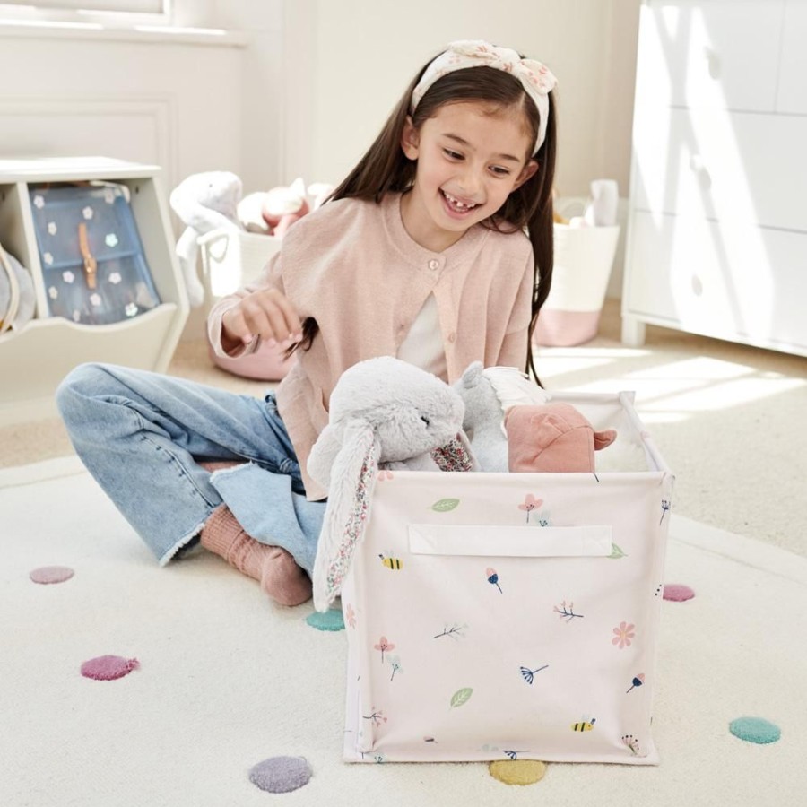 Storage Great Little Trading Co. Storage Baskets & Cubes | Canvas Storage Cube, Buzzy Blooms Pale Pink