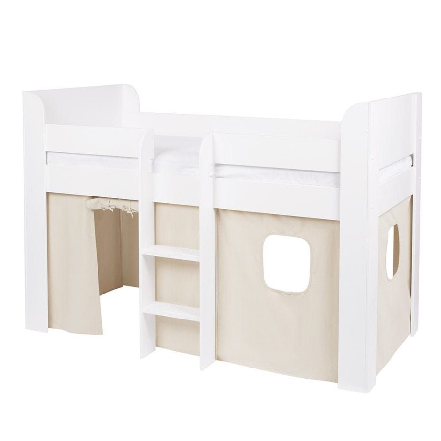 Beds & Mattresses Great Little Trading Co. Cabin Beds & Mid Sleepers | Paddington Mid Sleeper, Natural Bed Curtains White